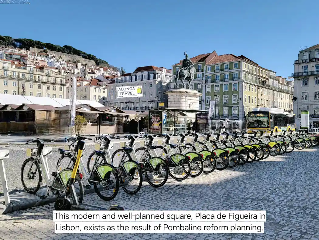 wide square Figueira with many bikes for rent