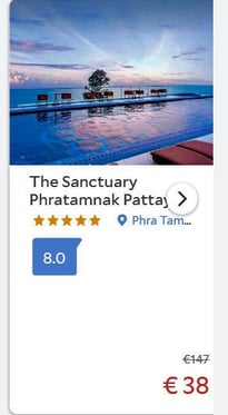 Screenshot of hotel price dropped from 137 Euro to much less